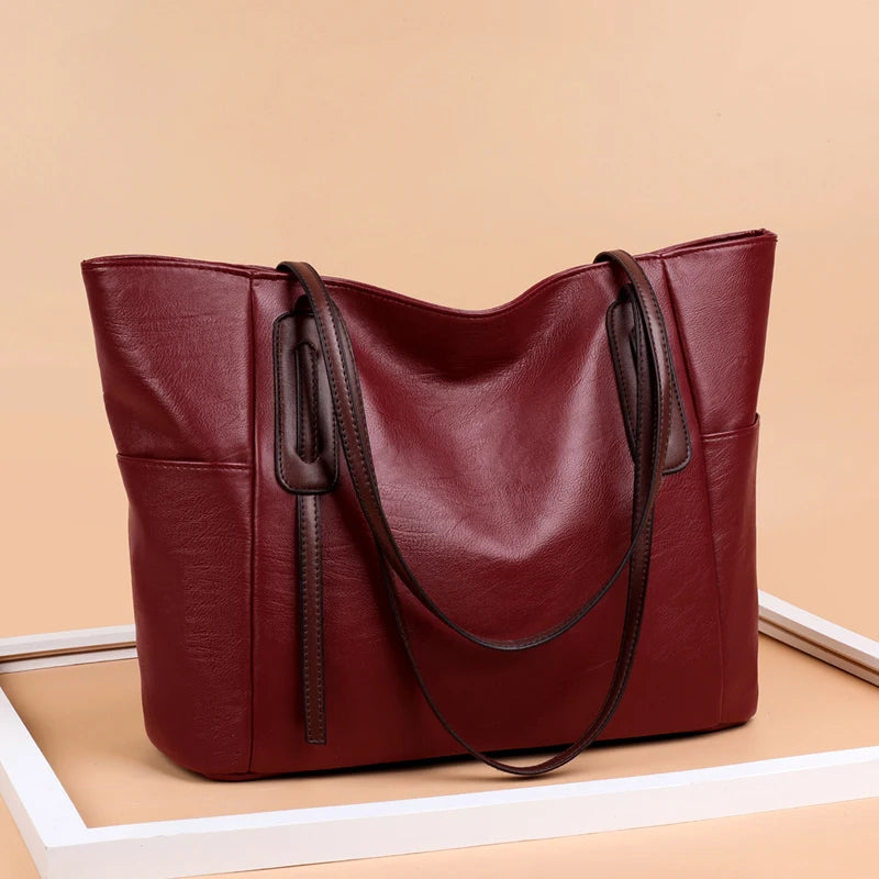 Soft Leather Women Handbags Vintage Female Shoulder Bag Tote Sac