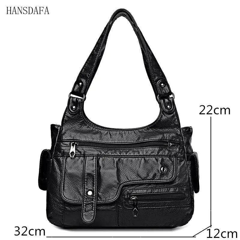 Soft Leather Women's Shoulder Bags Multi-Layer Crossbody Handbag