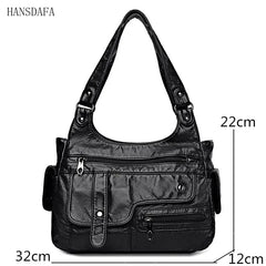 Soft Leather Women's Shoulder Bags Multi-Layer Crossbody Handbag