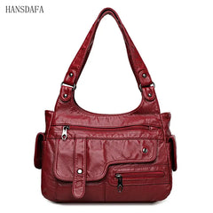 Soft Leather Women's Shoulder Bags Multi-Layer Crossbody Handbag