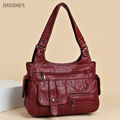 Soft Leather Women's Shoulder Bags Multi-Layer Crossbody Handbag