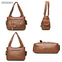 Soft Leather Women's Shoulder Bags Multi-Layer Crossbody Handbag