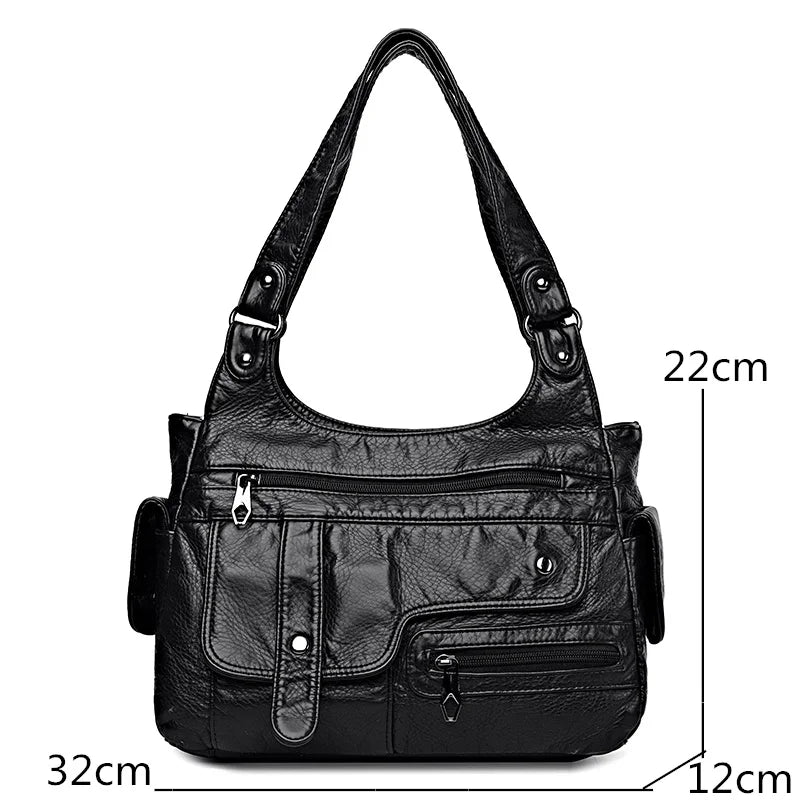 Soft Leather Women's Shoulder Bags Multi-Layer Crossbody Bag