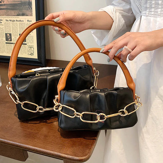 Soft PU Leather Handbags Winter Shoulder Bags Chain Crossbody Small Purses
