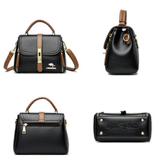 High Solid Leather Shoulder Messenger Bag for Women Large Capacity