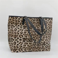 High Spain MANGO Women's Handbag Leopard Print Shopping Bag