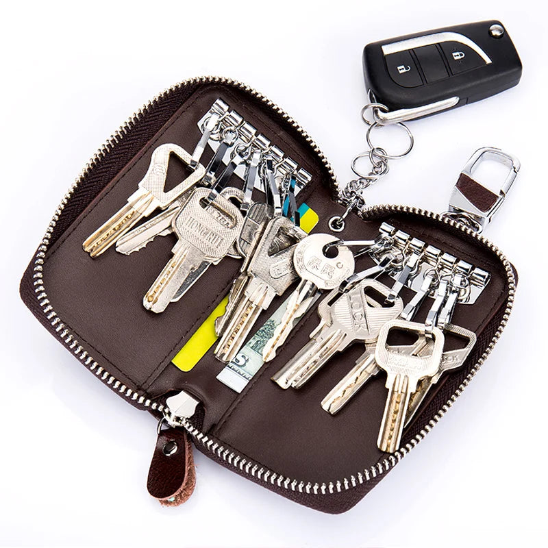 Split Leather KeyChain Unisex Key Bag Car Key Holder Multifunction Organizer