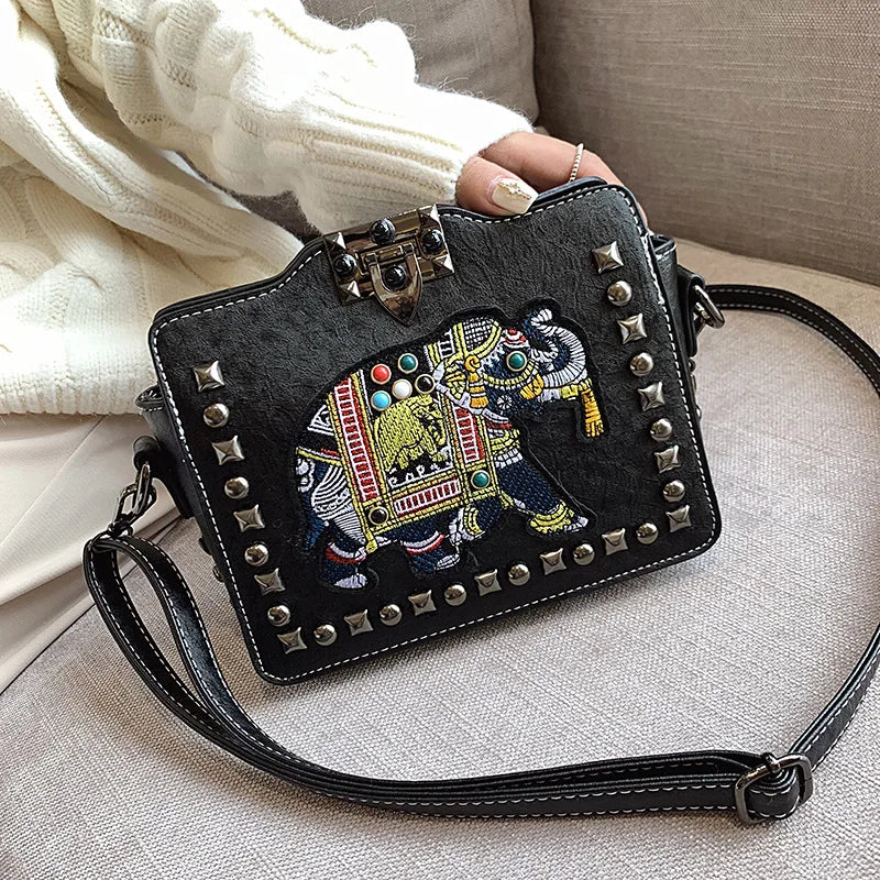 High Tote Women's Handbags Ladies Shoulder Bag Elephant Embroidery Crossbody