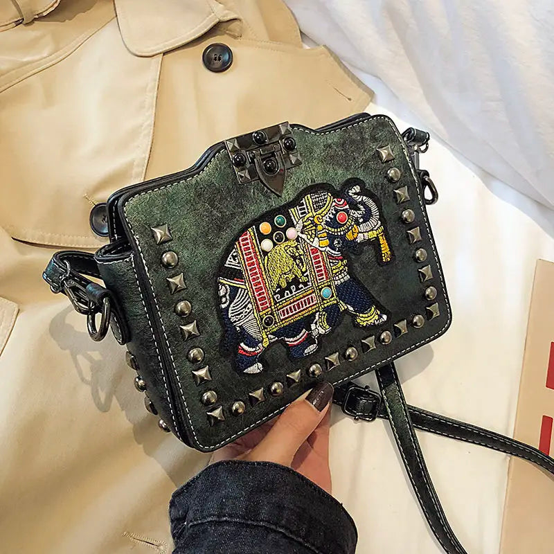 High Tote Women's Handbags Ladies Shoulder Bag Elephant Embroidery Crossbody