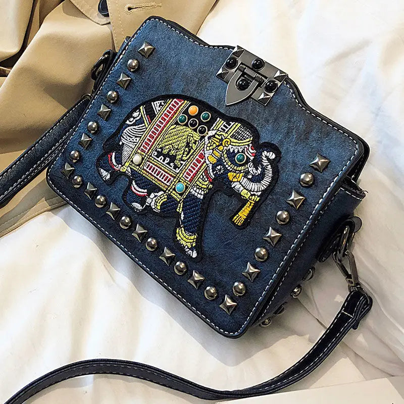 High Tote Women's Handbags Ladies Shoulder Bag Elephant Embroidery Crossbody