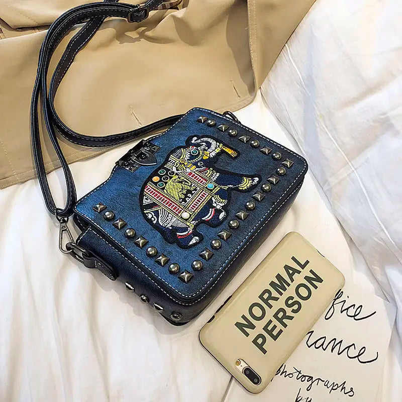 High Tote Women's Handbags Ladies Shoulder Bag Elephant Embroidery Crossbody