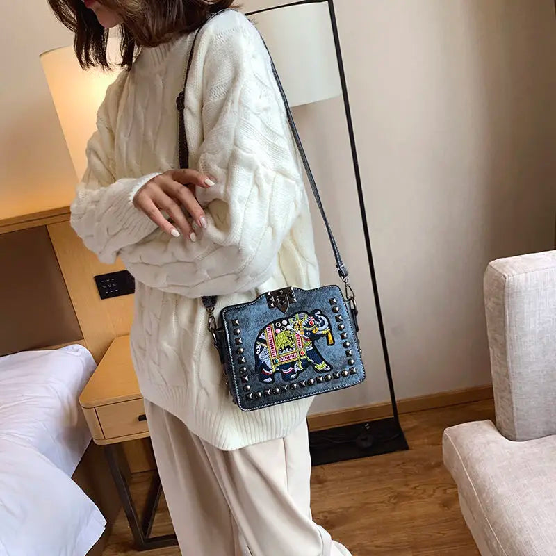 High Tote Women's Handbags Ladies Shoulder Bag Elephant Embroidery Crossbody
