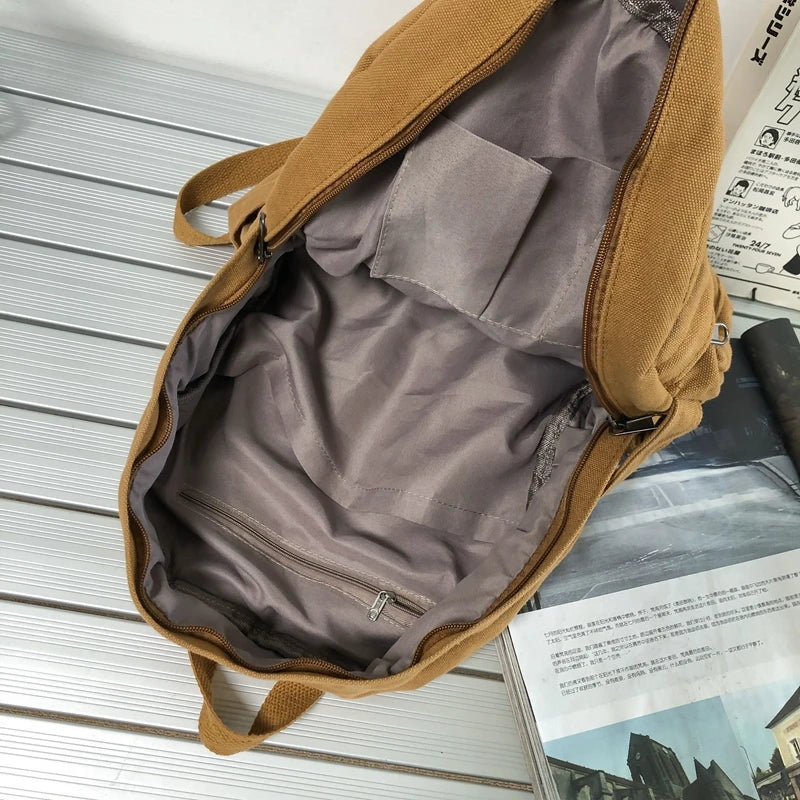 Vintage Canvas Backpack for Female Teen Girls