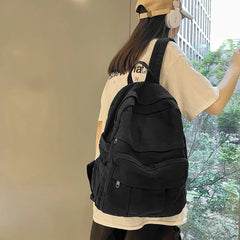Vintage Canvas Backpack for Female Teen Girls