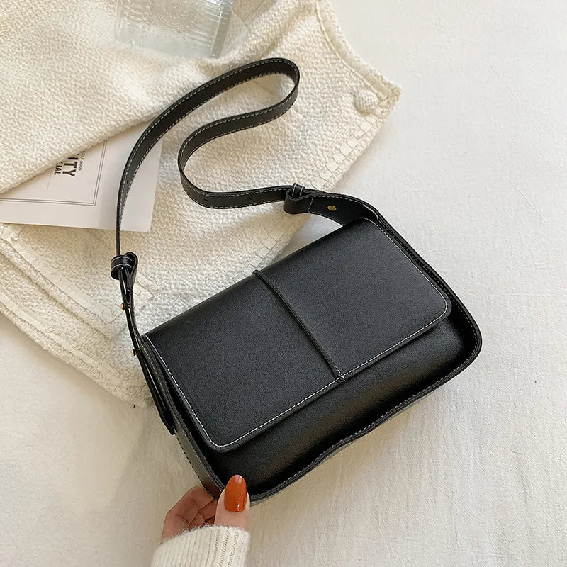High Vintage Stitching Bags For Women Leather Shoulder Bag