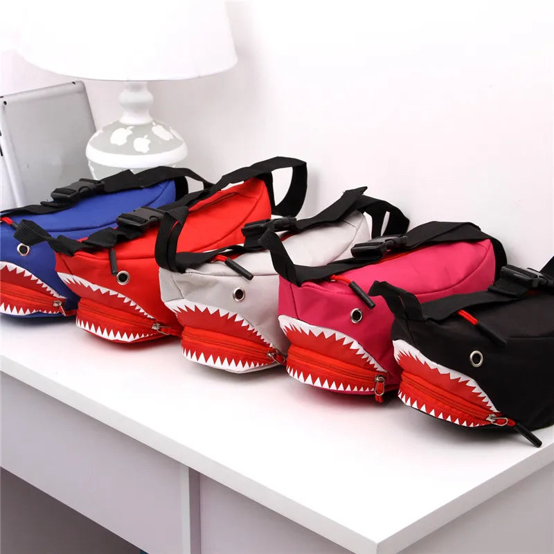 Cartoon Sharks Waist Bag Funny Canvas Shoulder Bag