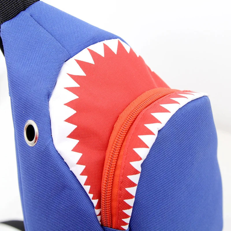 Cartoon Sharks Waist Bag Funny Canvas Shoulder Bag