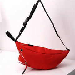 Cartoon Sharks Waist Bag Funny Canvas Shoulder Bag