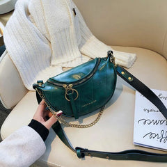Women's High Waist PU Leather Fanny Pack Crossbody Bag