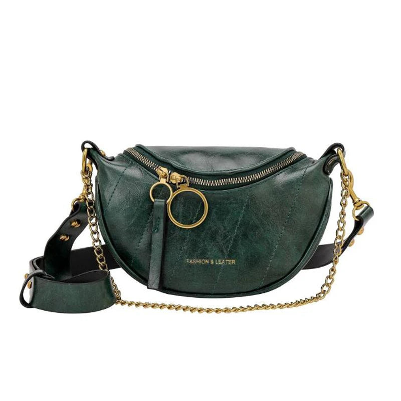 Women's High Waist PU Leather Fanny Pack Crossbody Bag