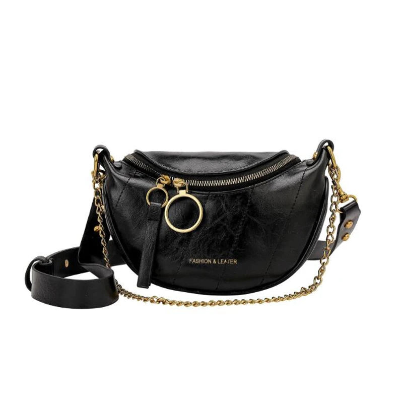 Women's High Waist PU Leather Fanny Pack Crossbody Bag