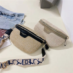 High Waist Bag Straw Women Bags Ladies Shoulder Crossbody Chest Pack