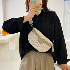 High Waist Bag Straw Women Bags Ladies Shoulder Crossbody Chest Pack