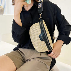 High Waist Bag Straw Women Bags Ladies Shoulder Crossbody Chest Pack