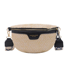 High Waist Bag Straw Women Bags Ladies Shoulder Crossbody Chest Pack