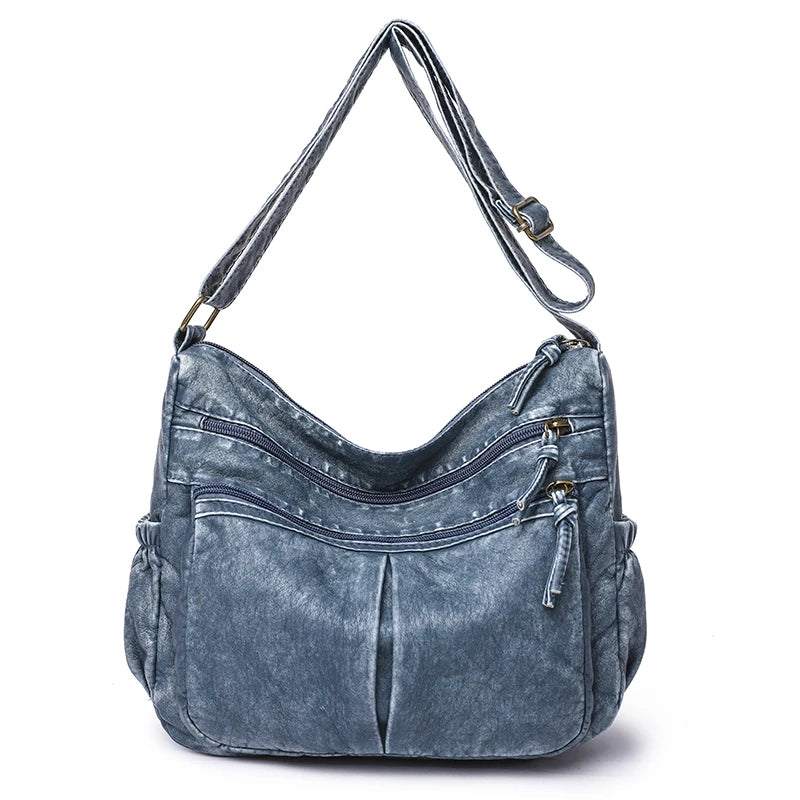 Vintage Leather Shoulder Bag for Women - Brown