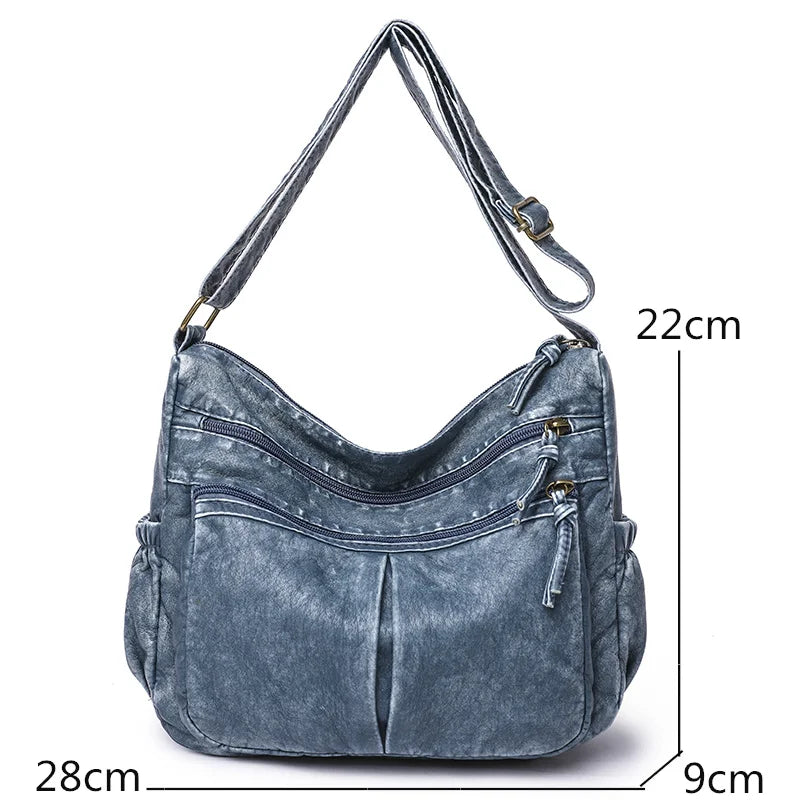Vintage Leather Shoulder Bag for Women - Brown