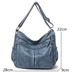 Vintage Leather Shoulder Bag for Women Crossbody Tote Sac