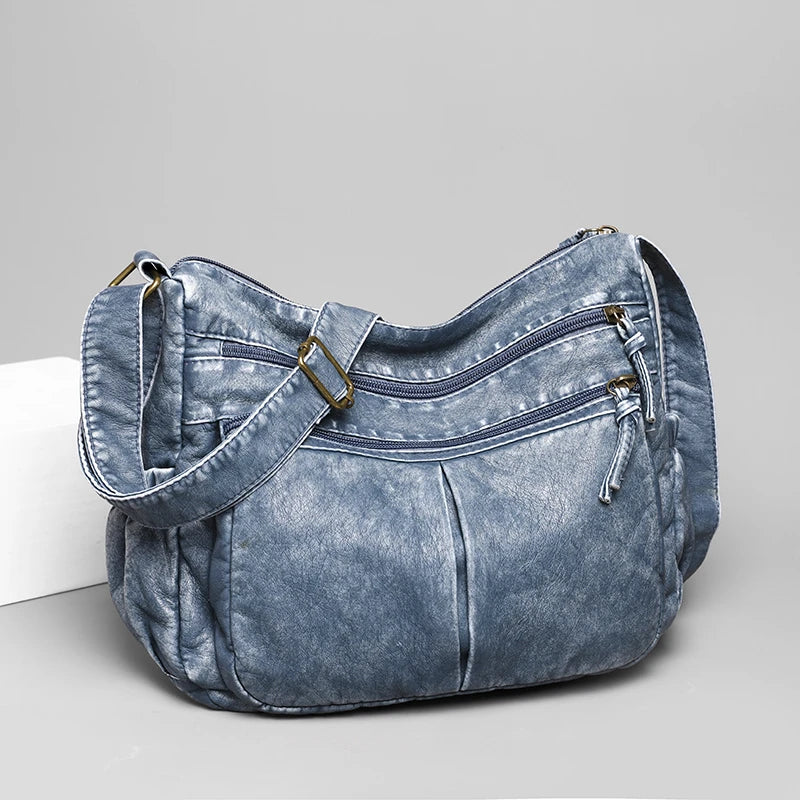 Vintage Leather Shoulder Bag for Women - Brown