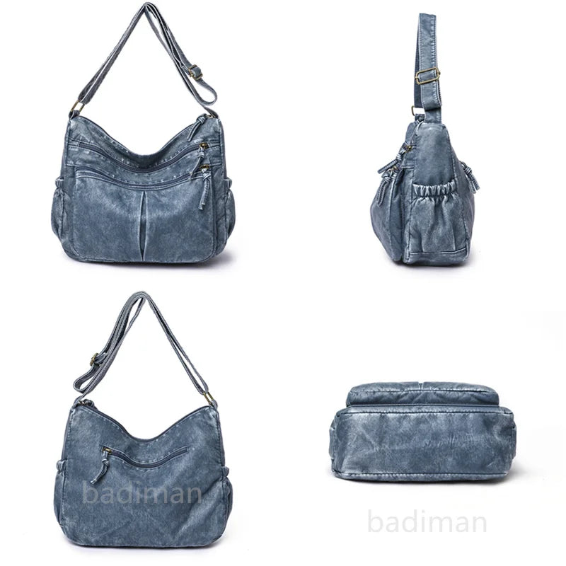 Vintage Leather Shoulder Bag for Women - Brown