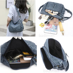 Vintage Leather Shoulder Bag for Women Crossbody Tote Sac