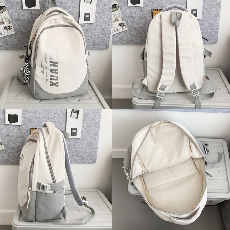 Waterproof Nylon Backpack Women School Bag Teen Girl Shoulder Bag