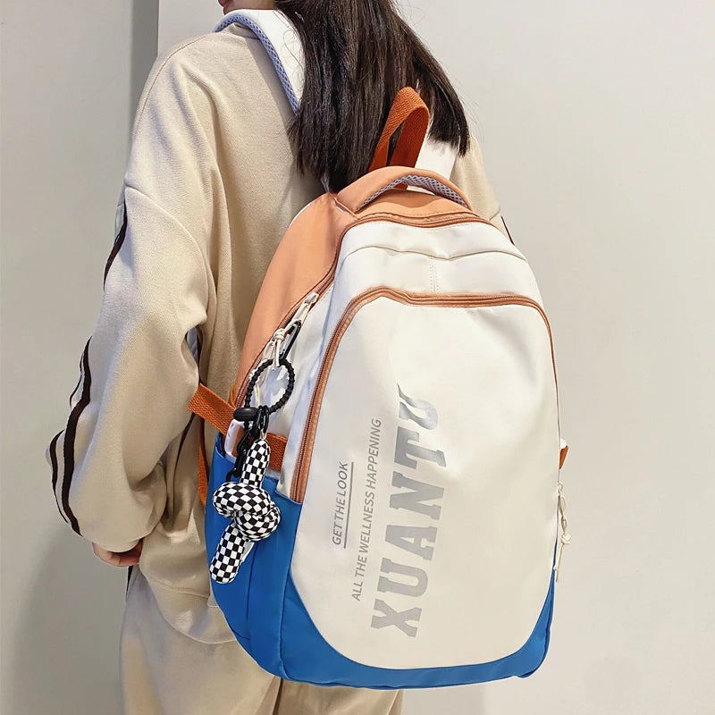 Waterproof Nylon Backpack Women School Bag Teen Girl Shoulder Bag