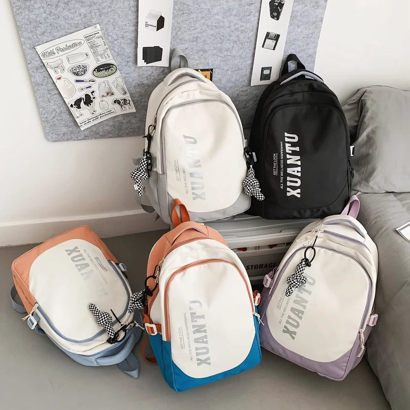 Waterproof Nylon Backpack Women School Bag Teen Girl Shoulder Bag