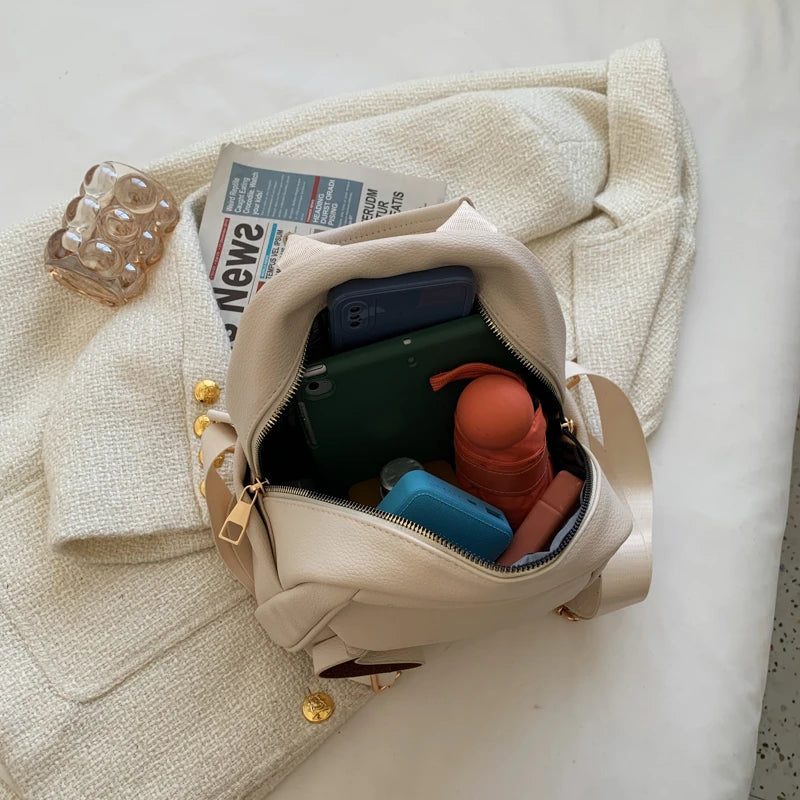 Waterproof Leather Women Backpack Travel Rucksack School Bag