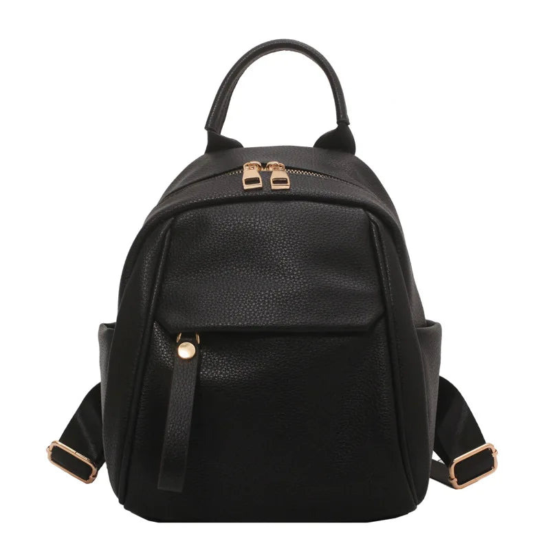 Waterproof Leather Women Backpack College Style Travel Rucksack School Bags