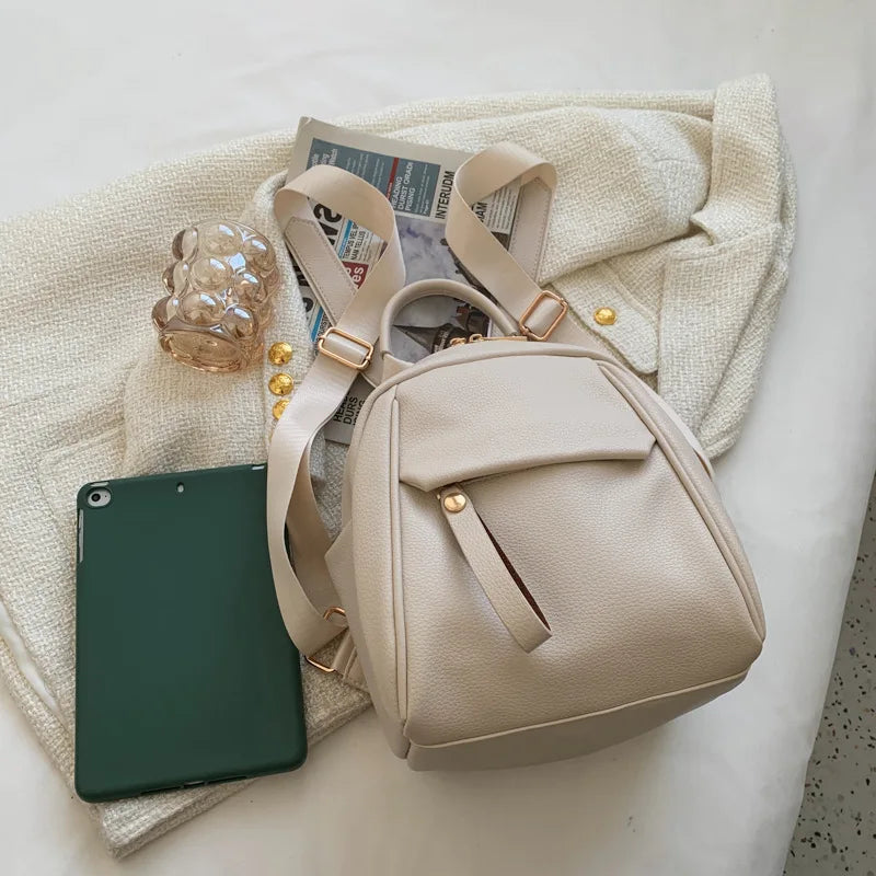 Waterproof Leather Women Backpack Travel Rucksack School Bag