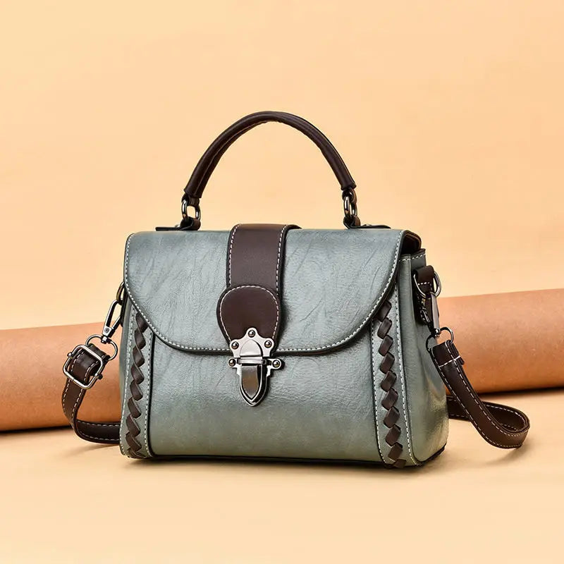 High Weave Tote Women's Handbags PU Leather Vintage Women Shoulder Bag