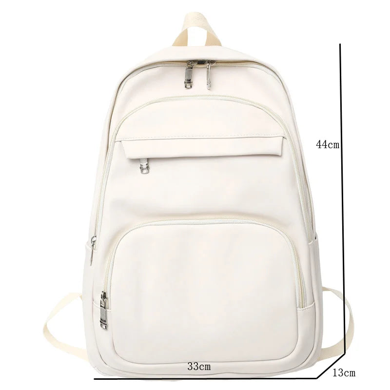 High Woman Backpack Leather Rucksack Women's Knapsack Multi-pocket Bagpacks