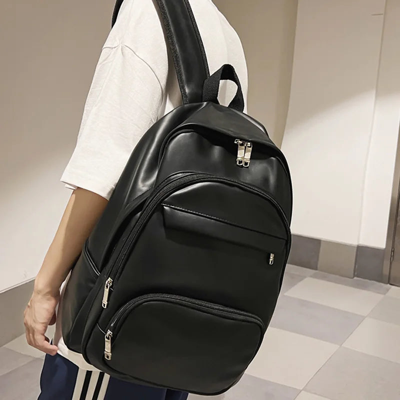 High Woman Backpack Leather Rucksack Women's Knapsack Multi-pocket Bagpacks