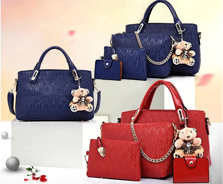 High Women Bag 4 Set Handbags Pu Leather Handbag Shoulder Bag
