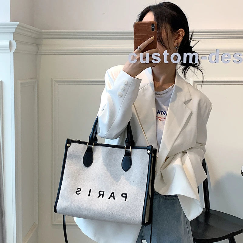 Women Canvas Tote Bags Large Capacity Shoulder Messenger Crossbody Bag