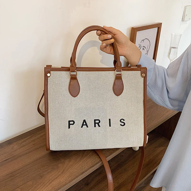 Women Canvas Tote Bags Large Capacity Shoulder Messenger Crossbody Bag