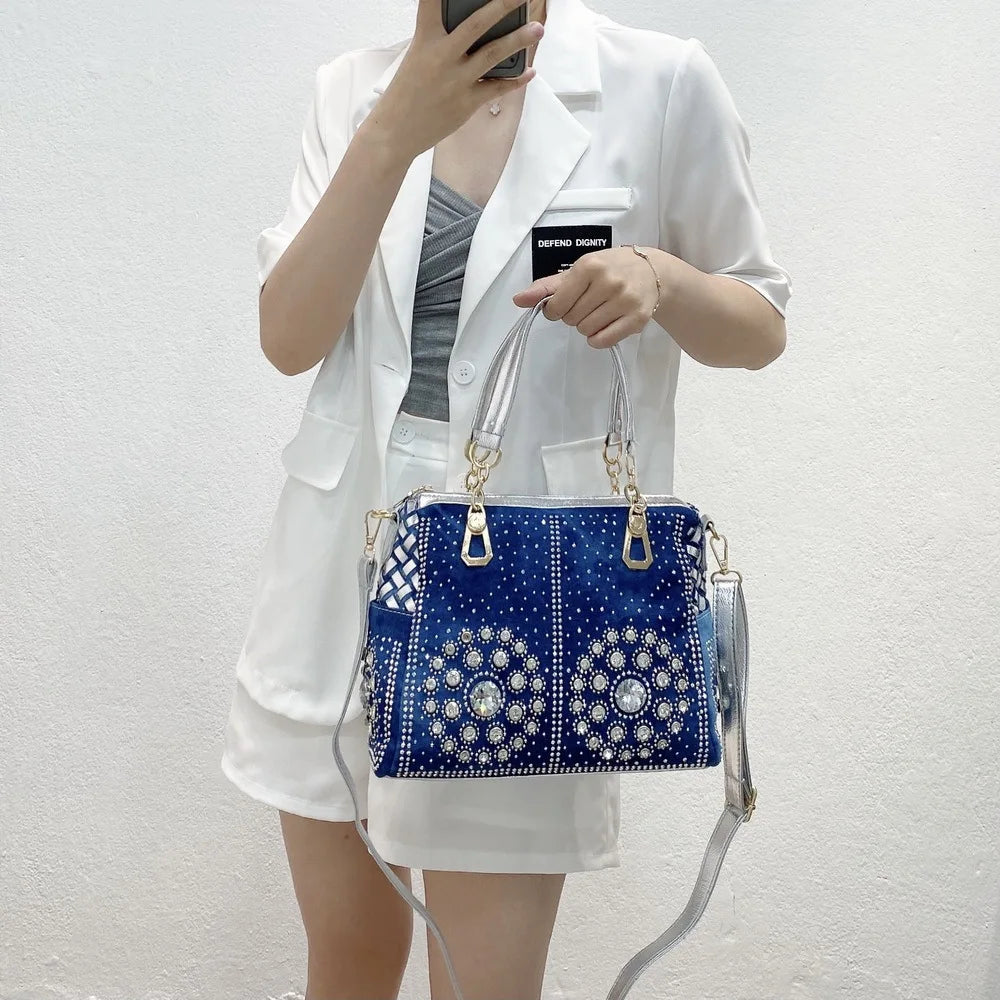 High Women Denim Handbags Large Capacity Ladies Shoulder Messenger Bags