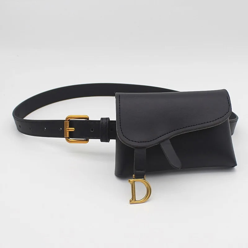 Women's PU Leather Fanny Pack Shoulder Chest Bag Handbag