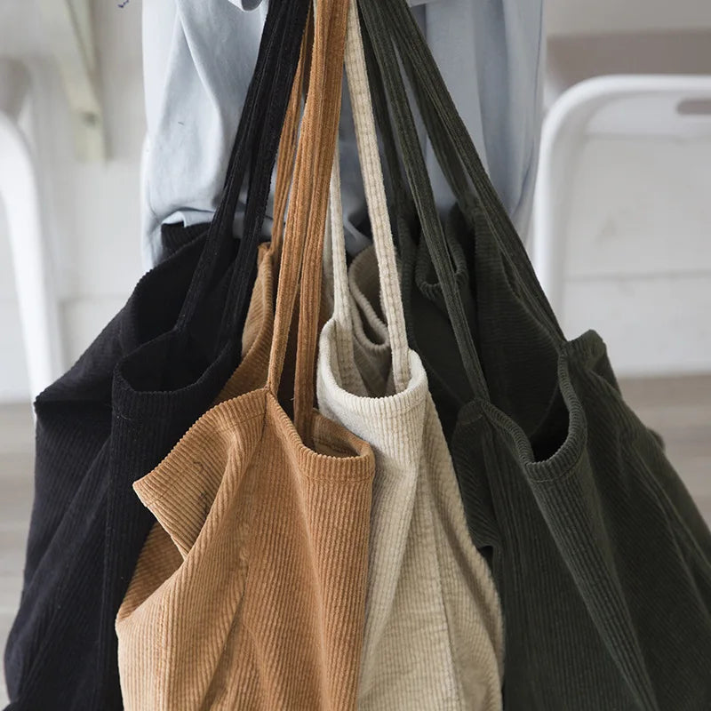 High Women Corduroy Shoulder Bag Large Capacity Female Big Tote Handbag
